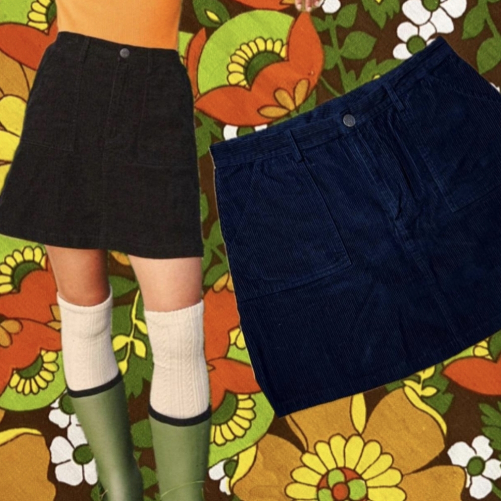 Lucy and Yak - Black Blair Corderoy Skirt - Size 12